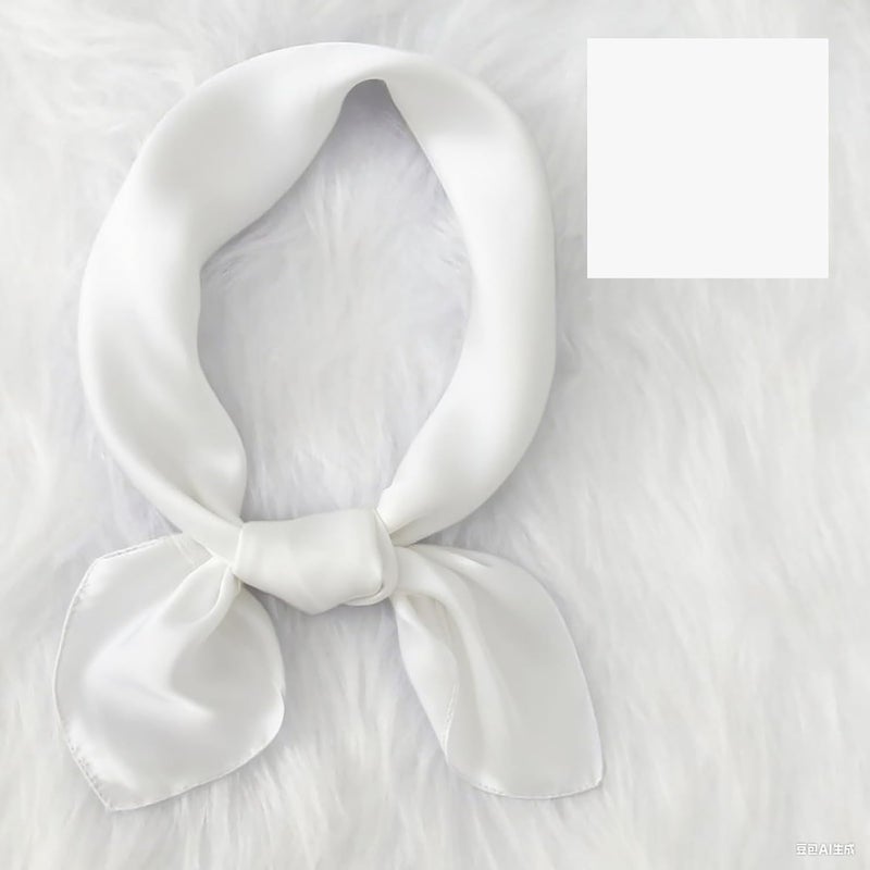 Chung Women's Square Satin Scarf 27.5" Bandanas Solid 50s Retro Neck Scarves Emulation Silk Handbag Hair Ribbons Necktie - Image 4